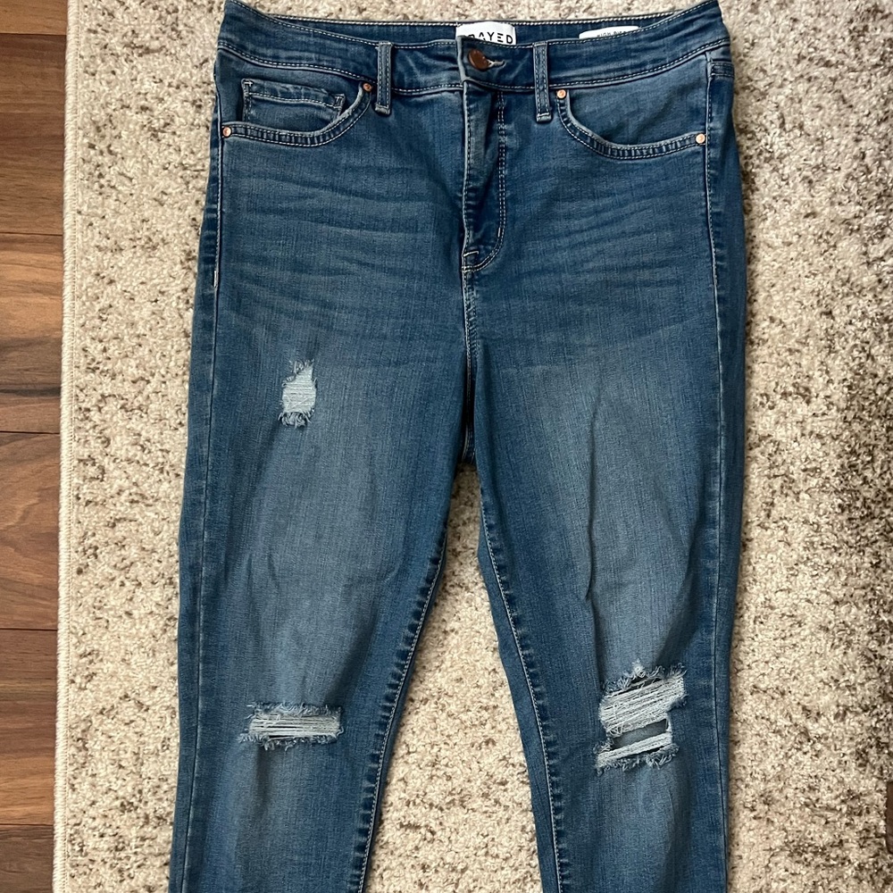 Frayed Jeans High Rise Ankle Skinny